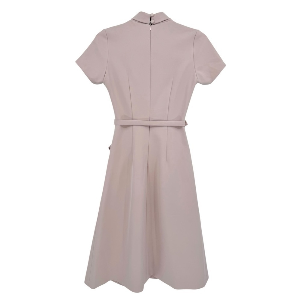 White Plan Helly Drap Pink A-Line Dress Belted Pocket Twist Front Size S - Picture 3 of 13